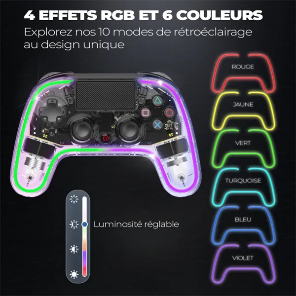 Spirit of Gamer Gamepad Vezeték Nélküli - NEON BT RGB (PC/PS3/PS4/iOS/Android, Bluetooth, RGB, átlátszó) – 8. kép