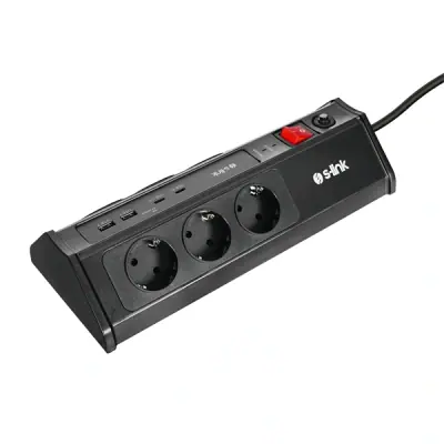 S-Link Túlfeszültségvédő - PRZ03 (3m, 630 Joule, 2xUSB-A, 2xType-C, 2.4A/5V, 6000V, 6db schuko) – 2. kép