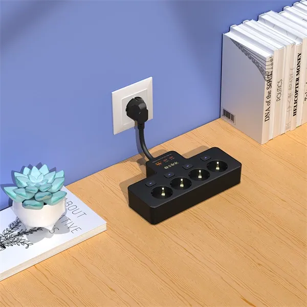 S-Link Túlfeszültségvédő - PRZ08 (15cm, 210 Joule, USB-A, 2xType-C, 16A, 3.4A/5V, 3680W, 4db schuko, fekete) – 4. kép
