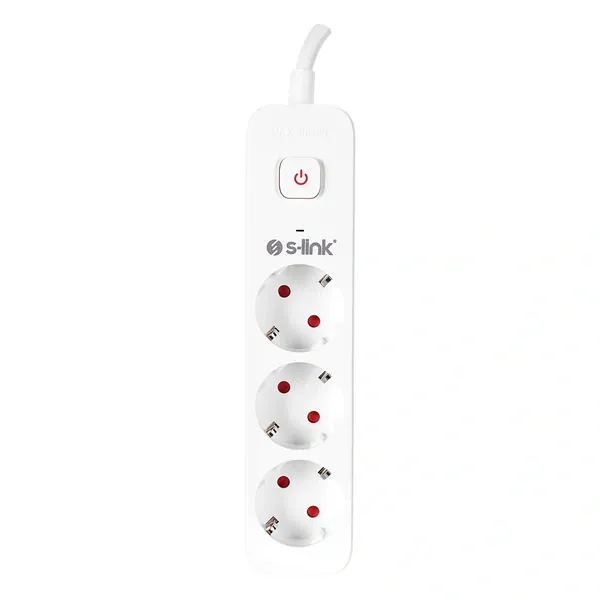 S-Link Túlfeszültségvédő - SPG301S (1,5m, 750 Joule, 16A, 3680W, 3db schuko, fehér)