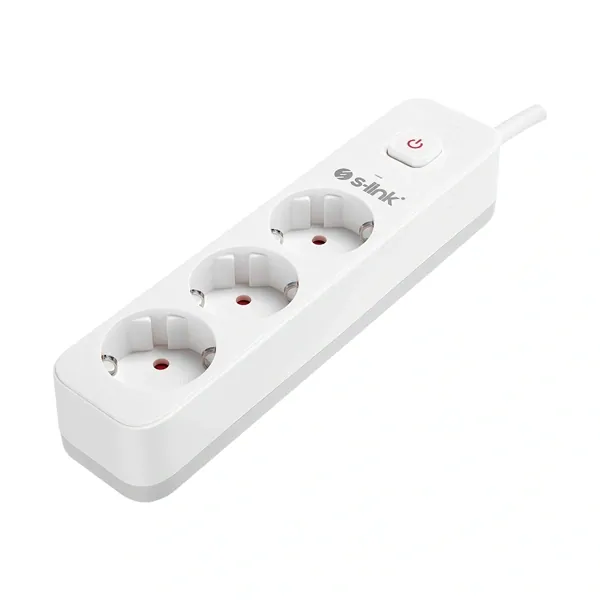 S-Link Túlfeszültségvédő - SPG301S (1,5m, 750 Joule, 16A, 3680W, 3db schuko, fehér) – 2. kép
