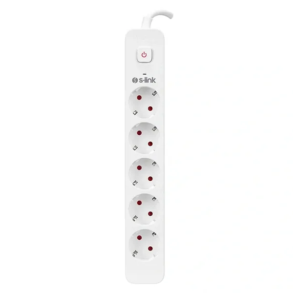 S-Link Túlfeszültségvédő - SPG501S (1,5m, 750 Joule, 16A, 3680W, 5db schuko, fehér)