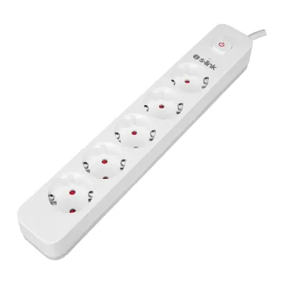 S-Link Túlfeszültségvédő - SPG501S (1,5m, 750 Joule, 16A, 3680W, 5db schuko, fehér) – 2. kép
