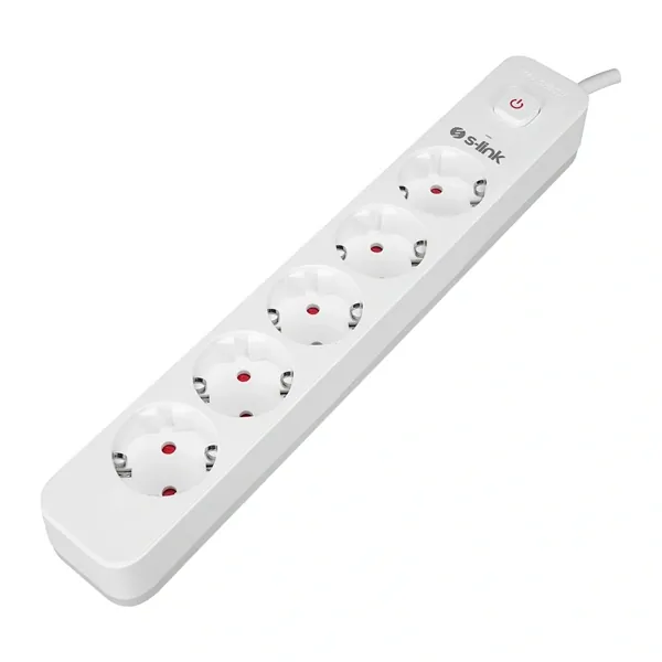 S-Link Túlfeszültségvédő - SPG501S (1,5m, 750 Joule, 16A, 3680W, 5db schuko, fehér) – 2. kép