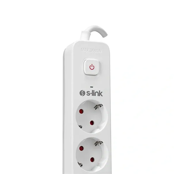 S-Link Túlfeszültségvédő - SPG501S (1,5m, 750 Joule, 16A, 3680W, 5db schuko, fehér) – 3. kép
