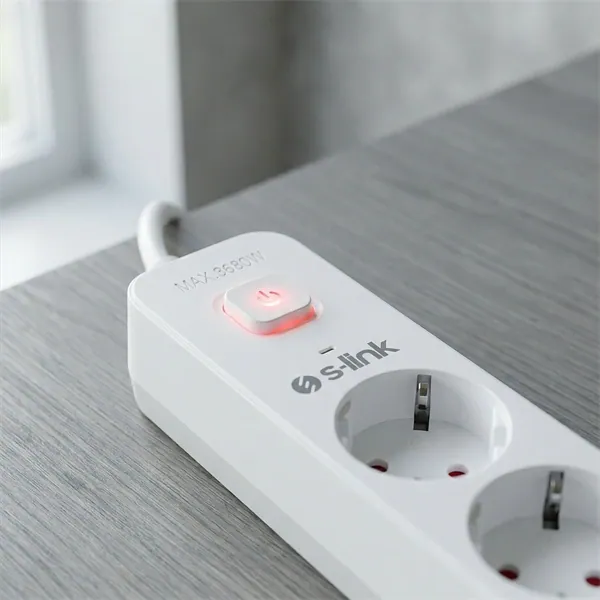 S-Link Túlfeszültségvédő - SPG501S (1,5m, 750 Joule, 16A, 3680W, 5db schuko, fehér) – 6. kép