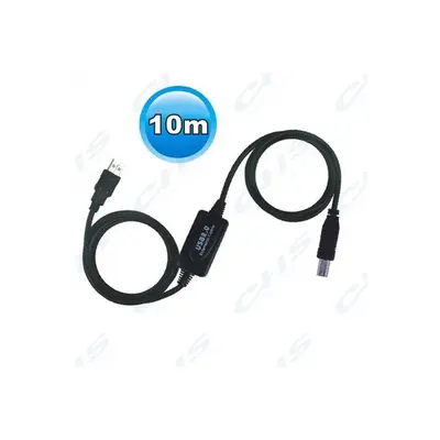 USB 2.0 A-B kábel 10m+erősítő Wiretek VE595