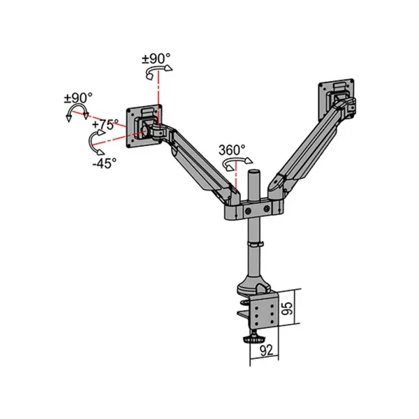 MULTIBRACKETS 2 karos asztali konzol, M VESA Gas Lift Arm Dual White (15-32", max.VESA: 100x100 mm, 10 kg) – 4. kép