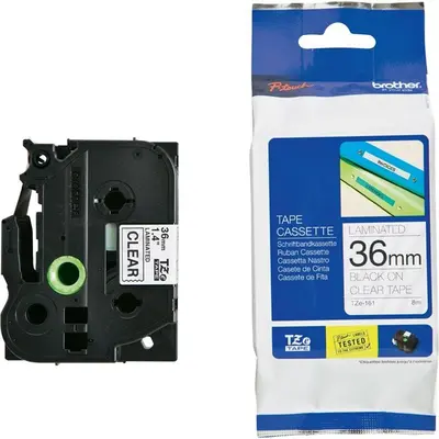 BROTHER szalag TZe-161, Átlátszó alapon Fekete, Laminált, 36mm 1.4", 8 méter – 2. kép