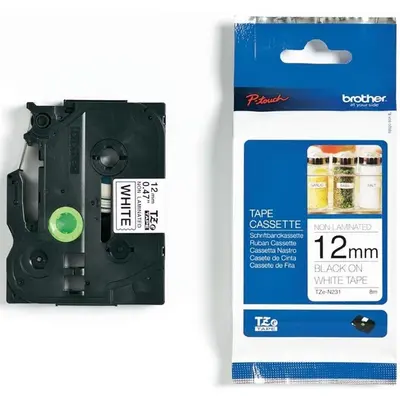 BROTHER szalag TZe-N231, Fehér alapon Fekete, Nem laminált, 12mm  0.47", 8 méter – 2. kép