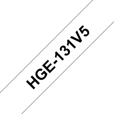 BROTHER szalag HGe-131, Átlátszó alapon Fekete, Nagy sebességű, 12mm 0.47", 8 méter, 5db/csomag