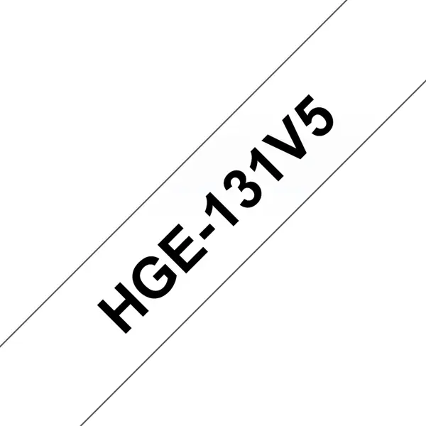 BROTHER szalag HGe-131, Átlátszó alapon Fekete, Nagy sebességű, 12mm 0.47", 8 méter, 5db/csomag