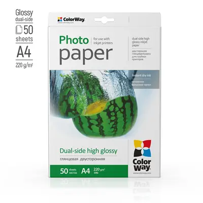 COLORWAY Fotópapír, kétoldalas magasfényű (dual-side high glossy), 220 g/m2, A4, 50 lap – 2. kép