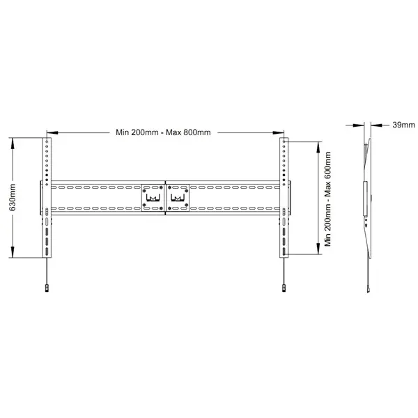 MULTIBRACKETS Fix fali konzol, M Universal Fixed Wallmount SD MAX 800x600 (60-110", 125kg) – 8. kép