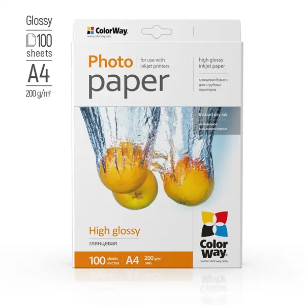 COLORWAY Fotópapír, magasfényű (high glossy), 200 g/m2, A4, 100 lap – 2. kép