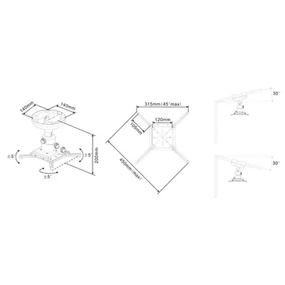 MULTIBRACKETS Mennyezeti konzol, M Universal Projector Ceiling mount 600-1000 with Fine tune – 2. kép