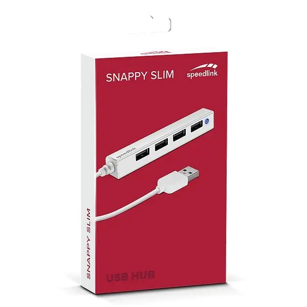 SPEEDLINK SL-140000-WE SNAPPY SLIM USB Hub, 4-Port, USB 2.0, Passzív, fehér – 3. kép