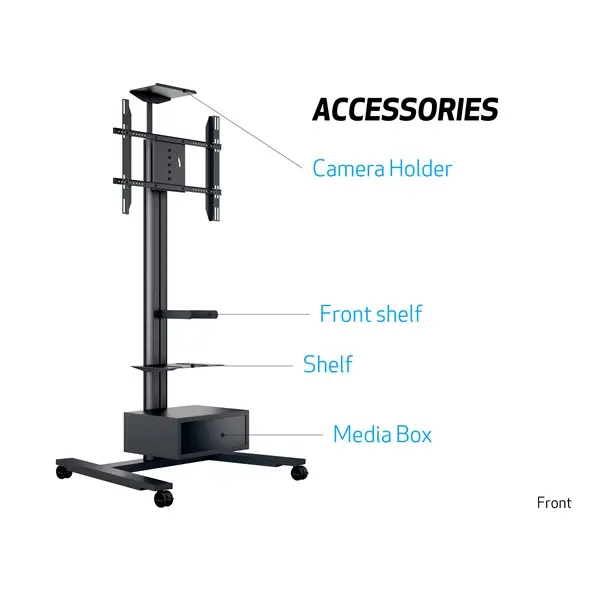 MULTIBRACKETS Gurulós padlóállvány, M Public Display Stand 180 HD Single Black (55-80", max.VESA: 800x500 mm, 60 kg) – 6. kép