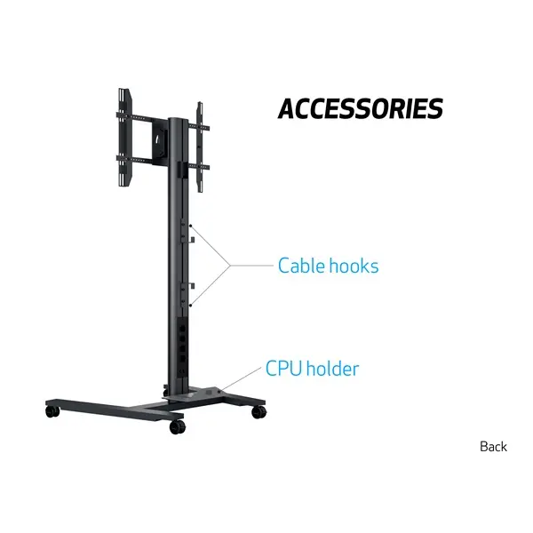 MULTIBRACKETS Gurulós padlóállvány, M Public Display Stand 180 HD Single Black (55-80", max.VESA: 800x500 mm, 60 kg) – 7. kép
