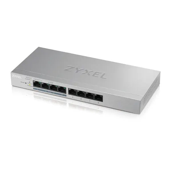ZYXEL Switch 5x1000Mbps (4xPOE+), Fémházas Asztali, GS1200-5HPV2-EU0101F – 4. kép