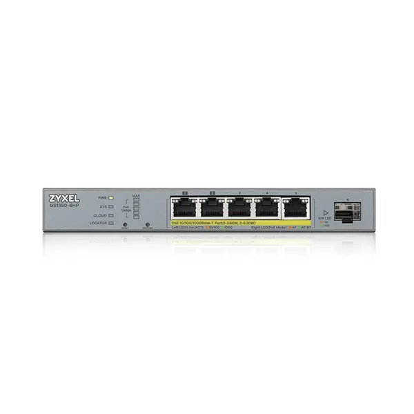ZYXEL Switch 5x1000Mbps (5xPOE) + 1xGigabit SFP Menedzselhető, GS1350-6HP-EU0101F – 2. kép