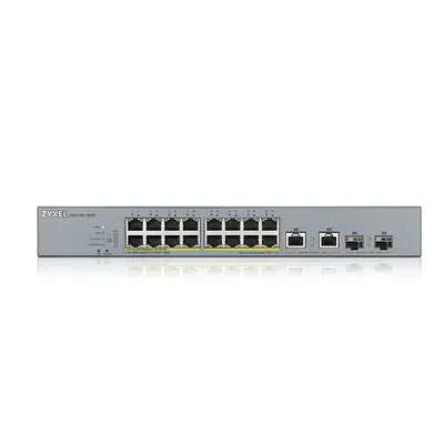 ZYXEL Switch 16x1000Mbps (16xPOE) + 2xGigabit kombó SFP Menedzselhető Rackes, GS1350-18HP-EU0101F – 2. kép