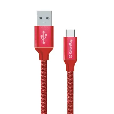 COLORWAY Kábel USB - Type-C 2,1 A, 1 m, piros (CW-CBUC003-RD) – 2. kép
