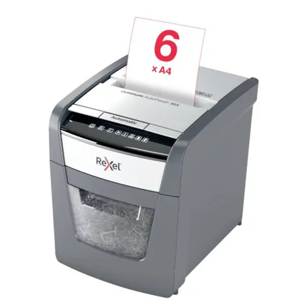 REXEL Iratmegsemmisítő, konfetti, 50 lap, "Optimum AutoFeed+ 50X" – 4. kép