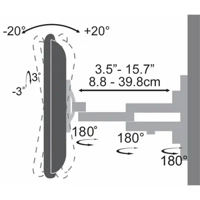 SBOX LCD-443 fali konzol, dönthető, forgatható, 23"-55", 400x400, max 30 kg – 2. kép