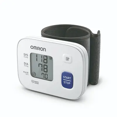 OMRON RS1 Intellisene csuklós vérnyomásmérő, 5 év garancia nagyméretű LCD kijelző, szabálytalan szívritmus zavar jelzés