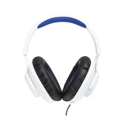 JBL Quantum 100P Console (Vezetékes, gaming fejhallgató levehető mikrofonnal), Fehér/Kék – 2. kép