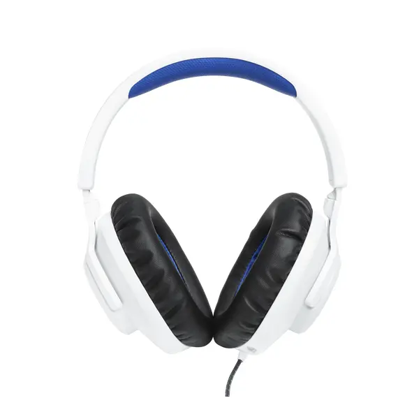 JBL Quantum 100P Console (Vezetékes, gaming fejhallgató levehető mikrofonnal), Fehér/Kék – 2. kép