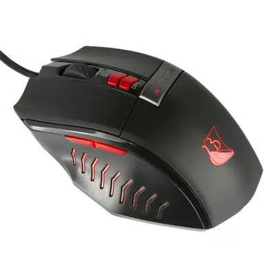 KONIX - DRAKKAR PC Runemaster Evo Egér Vezetékes Gaming 2500DPI, Fekete-Piros – 2. kép