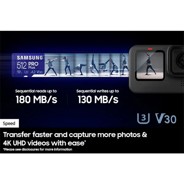 SAMSUNG Memóriakártya, PRO Plus + Reader microSDXC 512GB, CLASS 10, UHS-I, U3, V30, A2, R180/W130 – 5. kép
