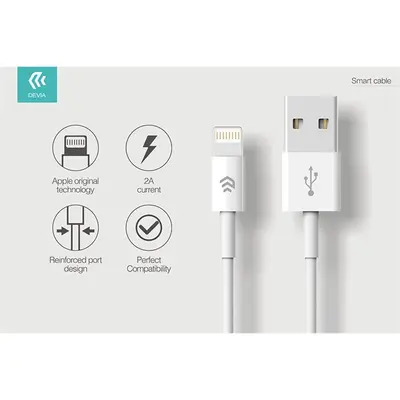 Devia Smart USB/Lightning töltő- és adatkábel, fehér, 2m – 2. kép