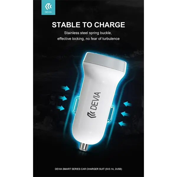 Devia Smart Series 15W 2xUSB autós töltő adapter - fehér – 3. kép