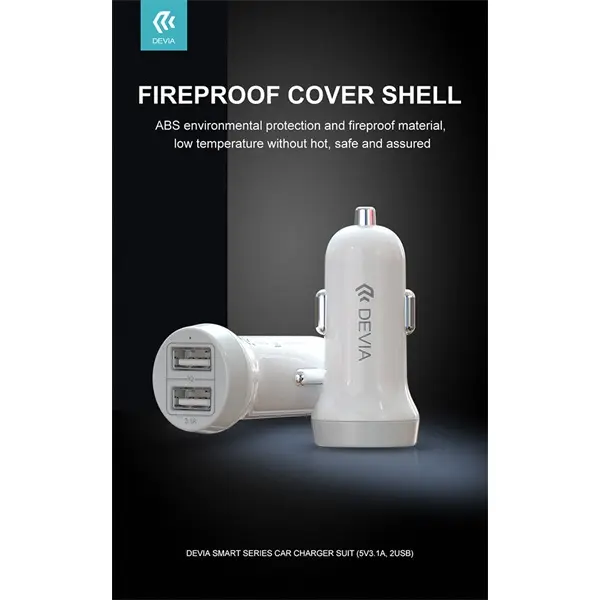 Devia Smart Series 15W 2xUSB autós töltő adapter - fehér – 4. kép