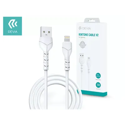 DEVIA USB - LIGHTNING ADAT- ÉS TÖLTŐKÁBEL 1 M-ES VEZETÉKKEL - KINTONE CABLE V2 SERIES FOR LIGHTNING - 5V/2.1A - WHITE