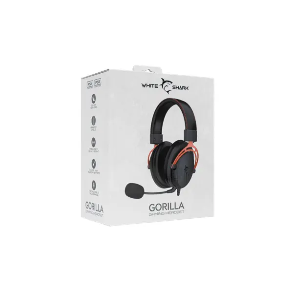 WHITE SHARK GORILLA-B/R, GH-2341-B/R gamer fejhallgató, fekete/piros, (3.5 Jack) – 7. kép