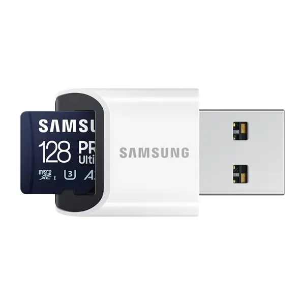 SAMSUNG Memóriakártya, PRO Ultimate microSD with Reader 128GB, Class 10, V30, A2, Grade 3 (U3), R200/W130, +Adapter – 4. kép