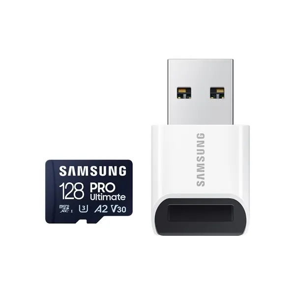 SAMSUNG Memóriakártya, PRO Ultimate microSD with Reader 128GB, Class 10, V30, A2, Grade 3 (U3), R200/W130, +Adapter – 5. kép