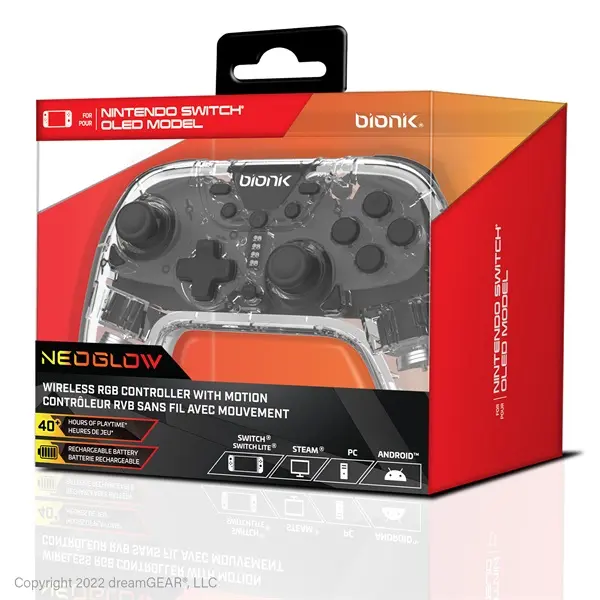 BIONIK Nintendo Switch Kiegészítő NeoGlow Vezeték Nélküli RGB Kontroller, BNK-9099 – 4. kép
