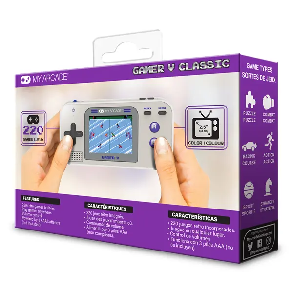 MY ARCADE Játékkonzol Gamer V Classic 220in1 Szürke & Lila Hordozható, DGUN-3920 – 7. kép