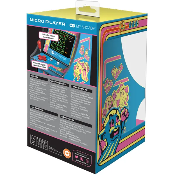 MY ARCADE Játékkonzol Ms. Pac-Man Micro Player Retro Arcade 6.75" Hordozható, DGUNL-3230 – 8. kép
