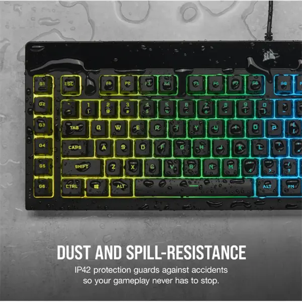 CORSAIR Vezetékes Billentyűzet Gaming, K55 RGB PRO, 6 programozható billentyű, Cseppálló, Csuklótámasz, US, fekete – 4. kép