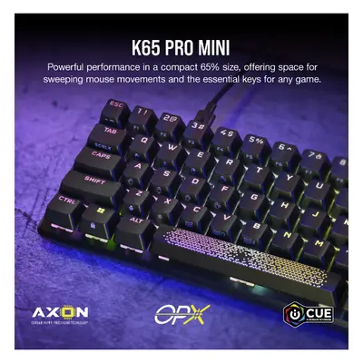 CORSAIR Vezetékes Billentyűzet Gaming, K65 PRO MINI RGB 65%, Optical-Mechanical, US, szürke – 2. kép