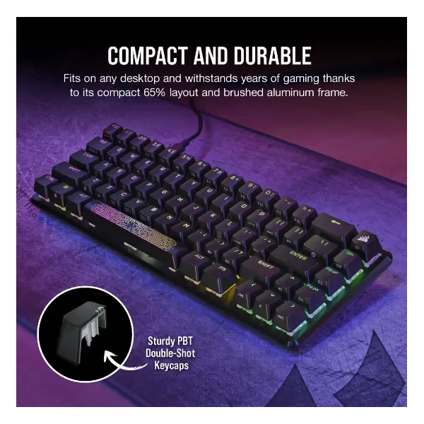CORSAIR Vezetékes Billentyűzet Gaming, K65 PRO MINI RGB 65%, Optical-Mechanical, US, szürke – 3. kép