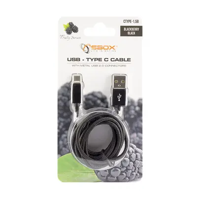 SBOX Kábel, CABLE USB Male -> TYPE-C Male 1.5 m Black – 2. kép