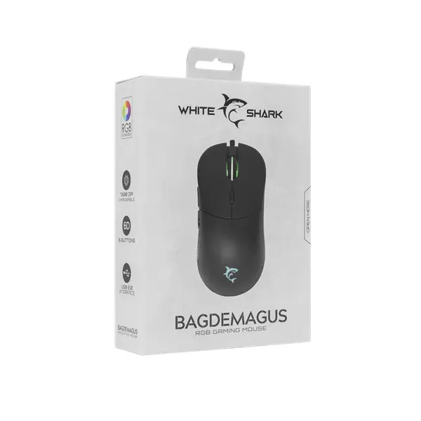 WHITE SHARK BAGDEMAGUS-B, GM-5010B gamer egér, 6D, fekete, 7200 dpi, RGB – 7. kép