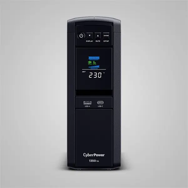CYBERPOWER UPS gaming, 6xSCHU,2xUSB 1350VA 810W, 230V, színuszus szünetmentes tápegység,LINE-INTERAKTÍV, AVR, színes LCD – 4. kép